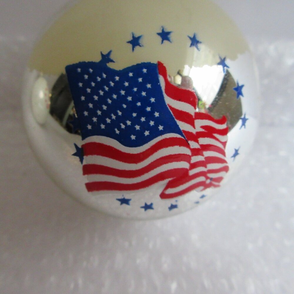 USA God Bless America Glass Christmas Ornament & Avon Patriotic Flag Lot of 4 - Picture 10 of 15
